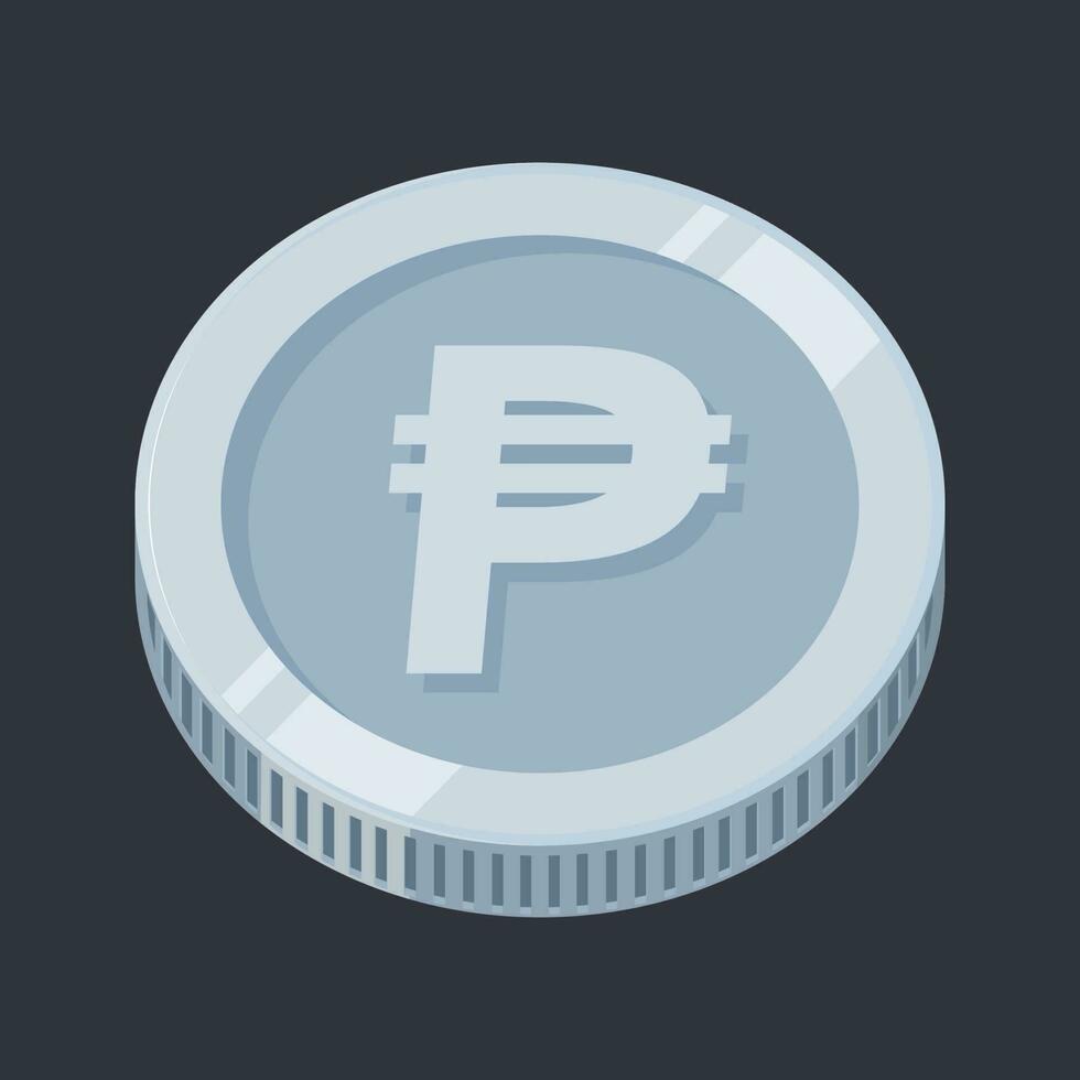 Peso Coin Silver Philippine Money Tin PHP Vector