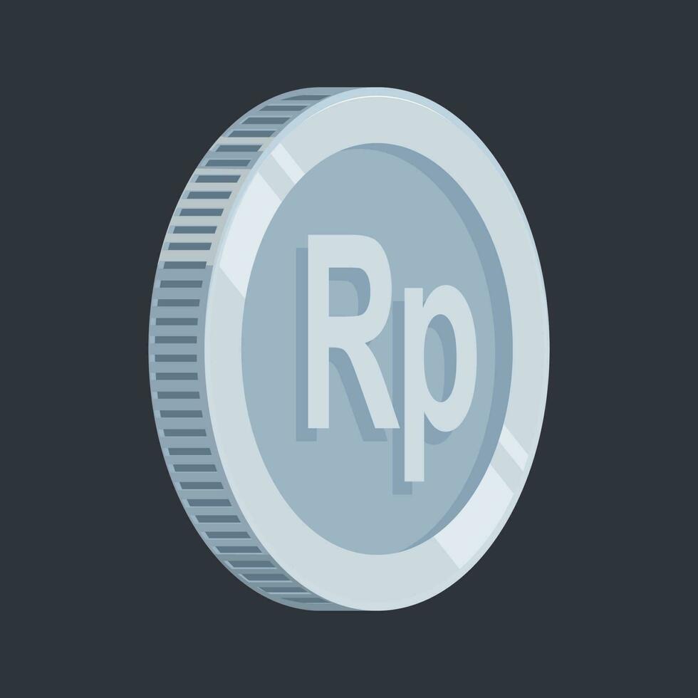 Rupiah Coin Silver Tin IDR Indonesia Money Vector