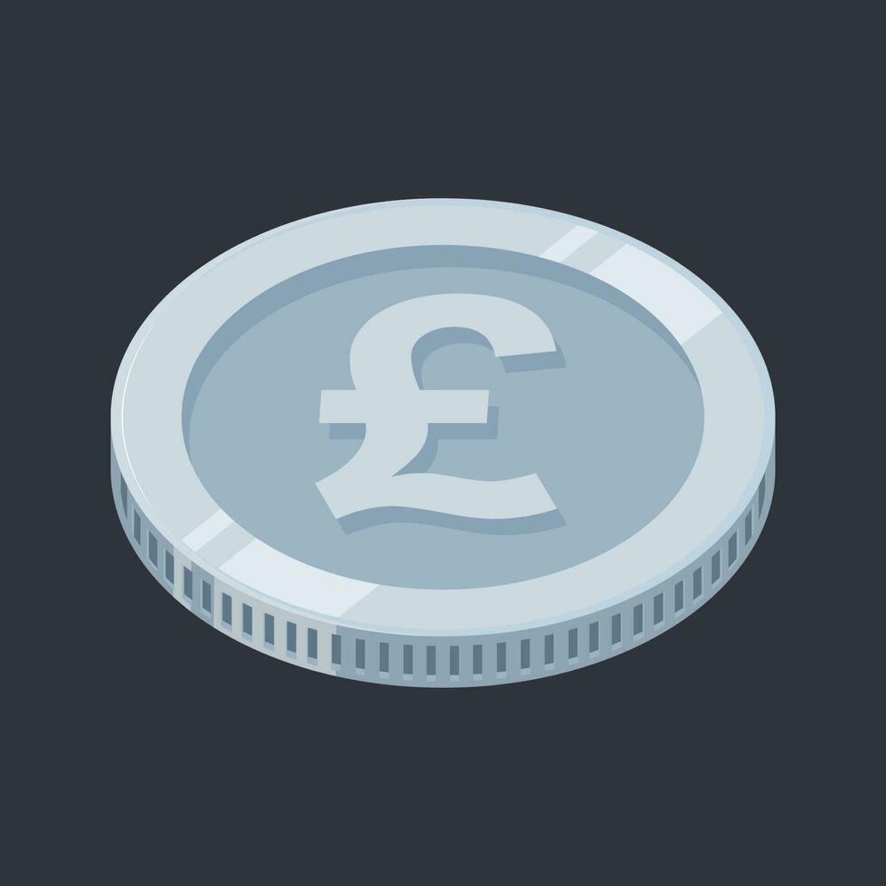 Pound Sterling Silver Coin GBP Money Vector