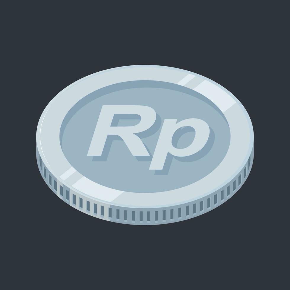 Rupiah Coin Silver Tin IDR Money Vector
