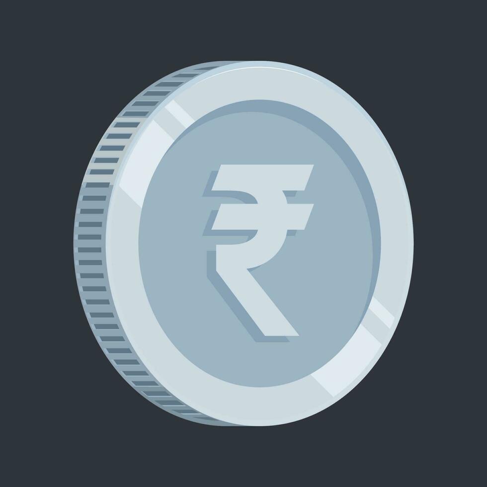 Rupee Silver Coin India Money Tin Vector