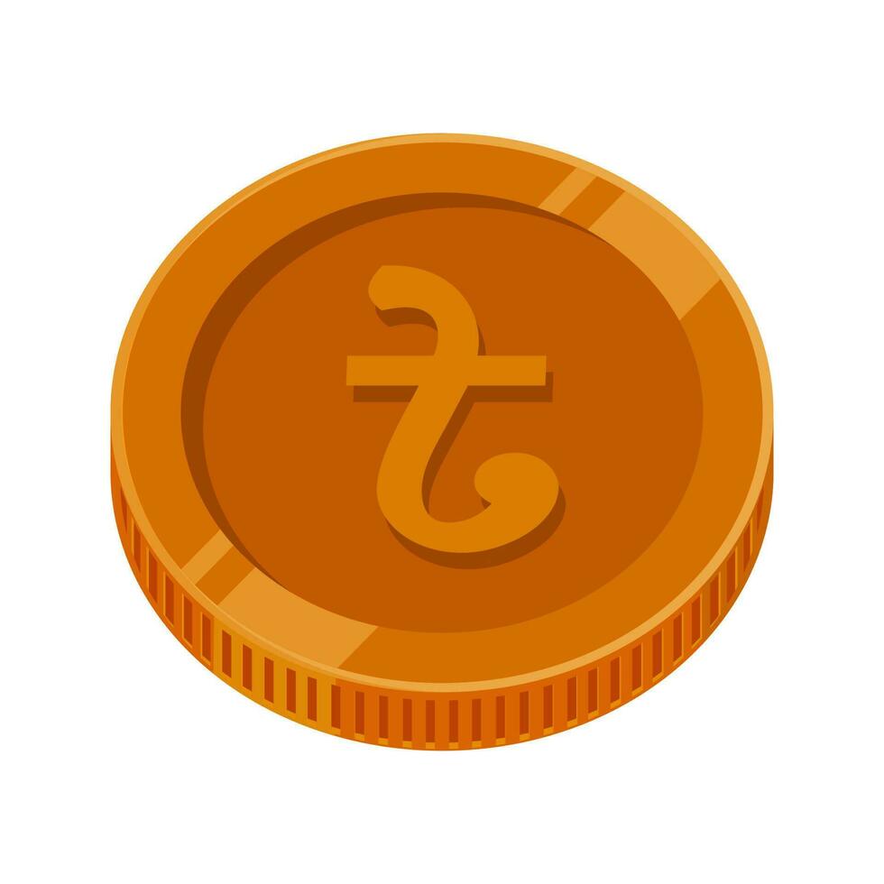 Taka Coin Bronze Bangladesh Money Copper BDT Vector