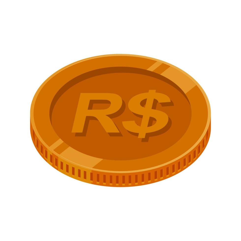 Bronze Coin Real Brazilian Money Copper Vector