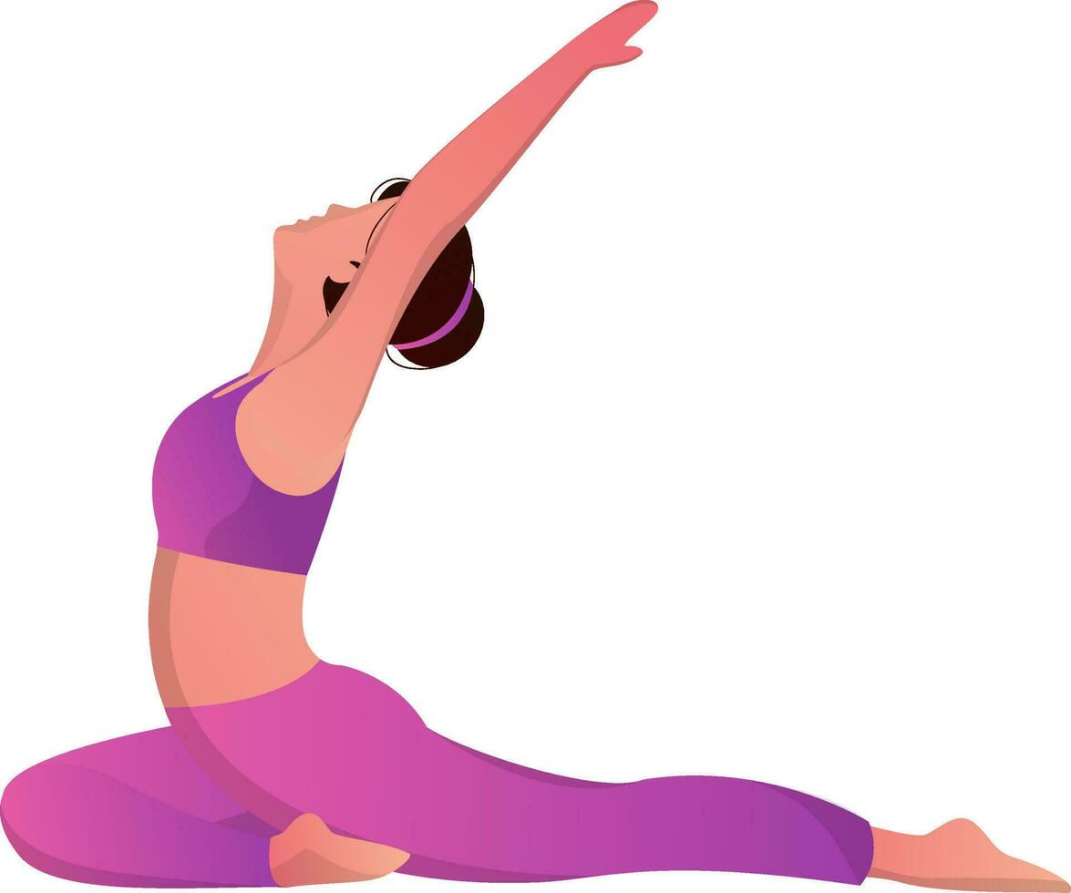 Illustration of young woman in Anjaneyasana pose Crescent Pose. vector