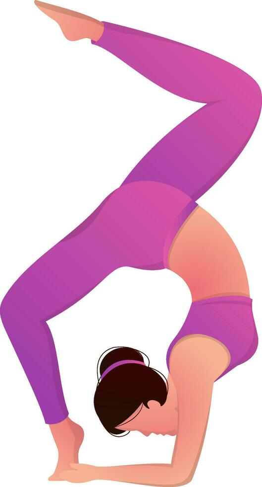 Faceless young woman doing Scorpion Pose Vrischikasana. vector