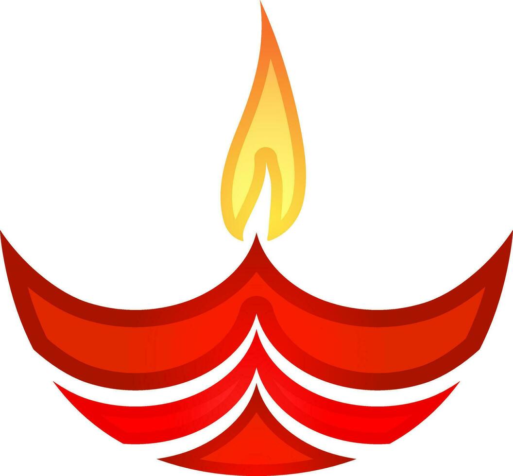 Burning oil lamp in red and white color. vector