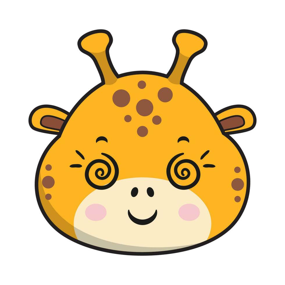 Giraffe Woozy Face Sticker Emoticon Head Isolated vector