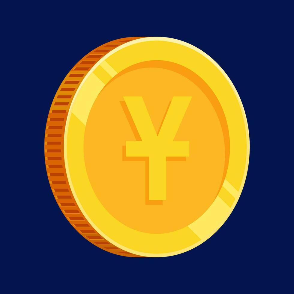 Yuan China Gold Coin Isolated vector