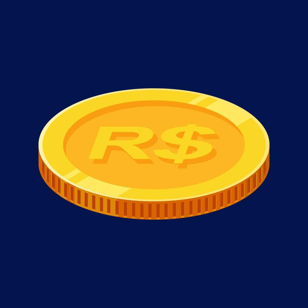 Real Brazilian Gold Coin BRL Money Vector