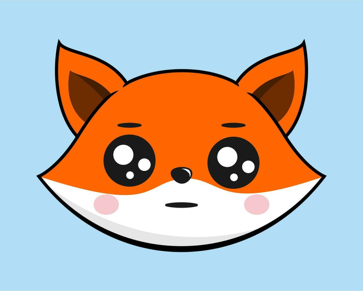 Fox Neutral Face Head Kawaii Sticker vector