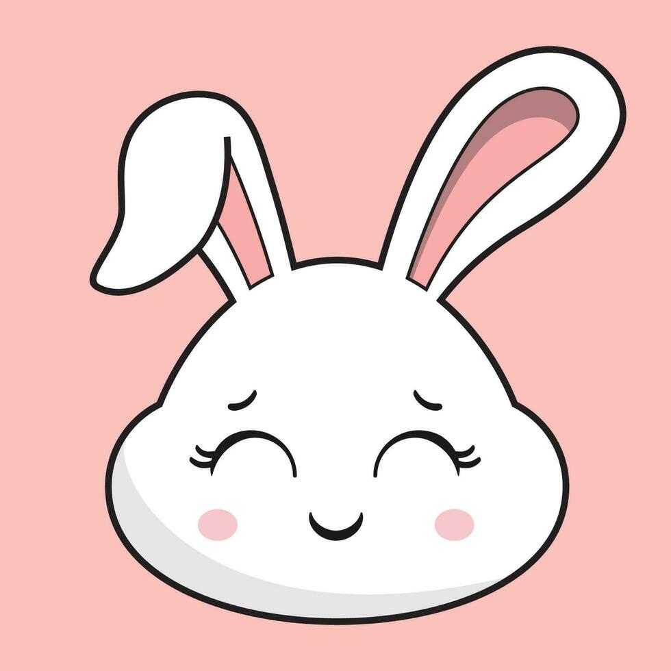 Rabbit Smile Face Bunny Head Kawaii Sticker vector