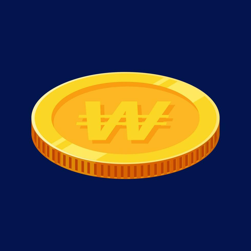 Won Gold Coin Korean Money Vector
