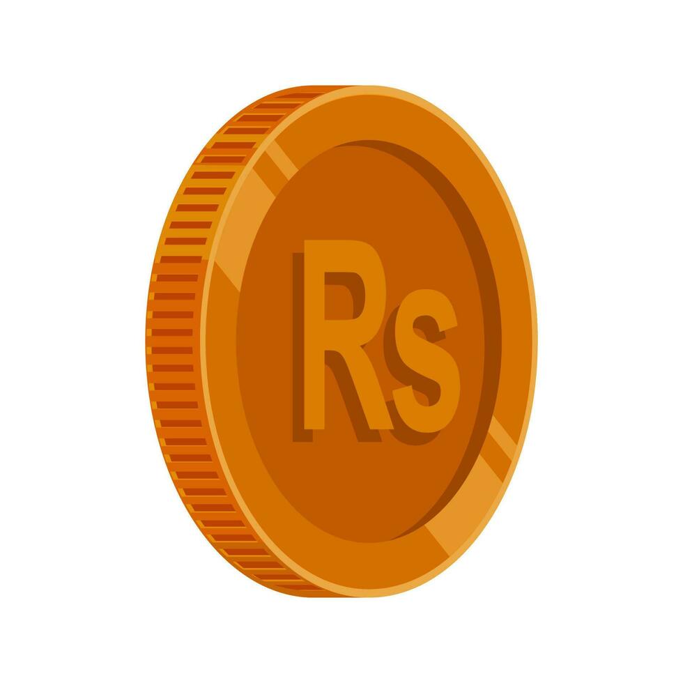 Pakistan Rupee Bronze Coin PKR Copper Money Vector