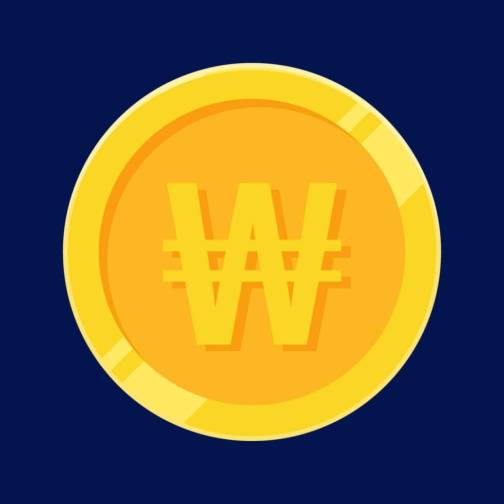 Won Coin Korean Gold Money Vector