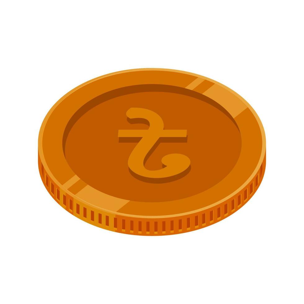 Taka Coin Bronze Bangladesh Money Copper BDT Vector