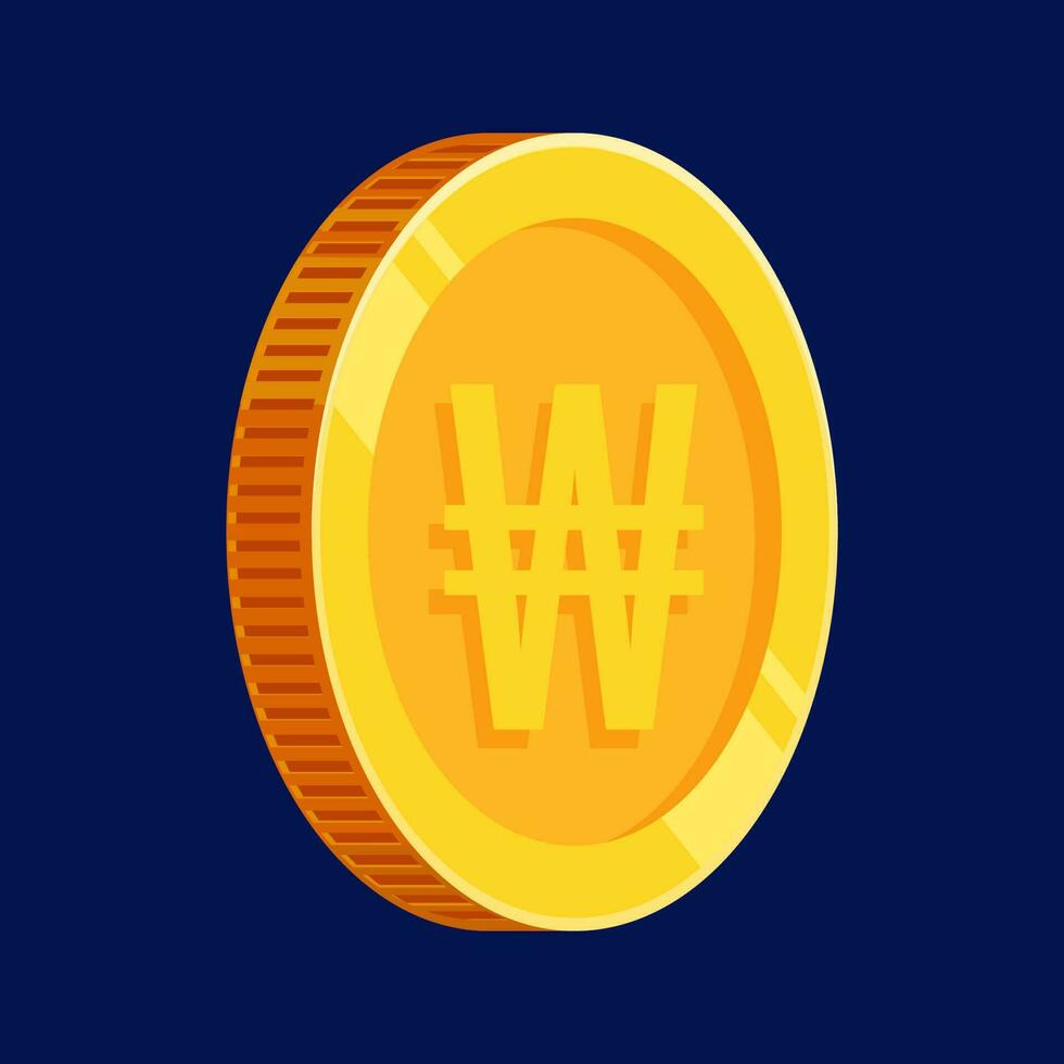 Won Gold Coin Korean Money Vector