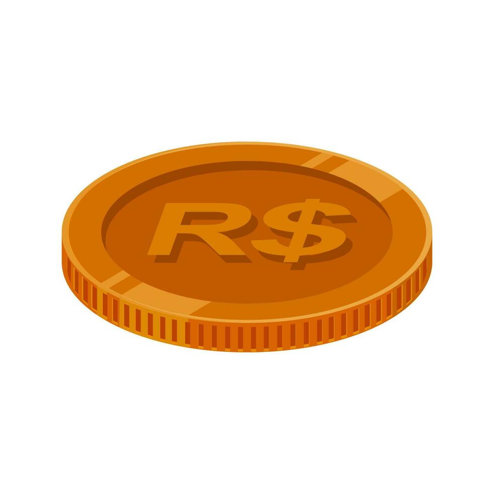 Real Brazilian Coin Bronze BRL Copper Money Vector