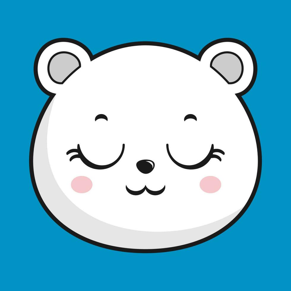 polar oso decepcionado cara cabeza kawaii pegatina aislado vector