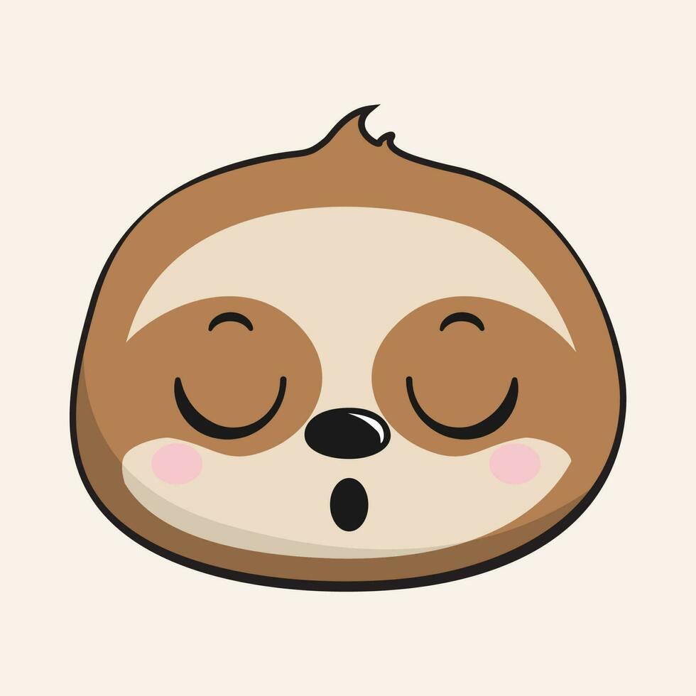 Sloth Relieve Face Head Kawaii Sticker Isolated vector