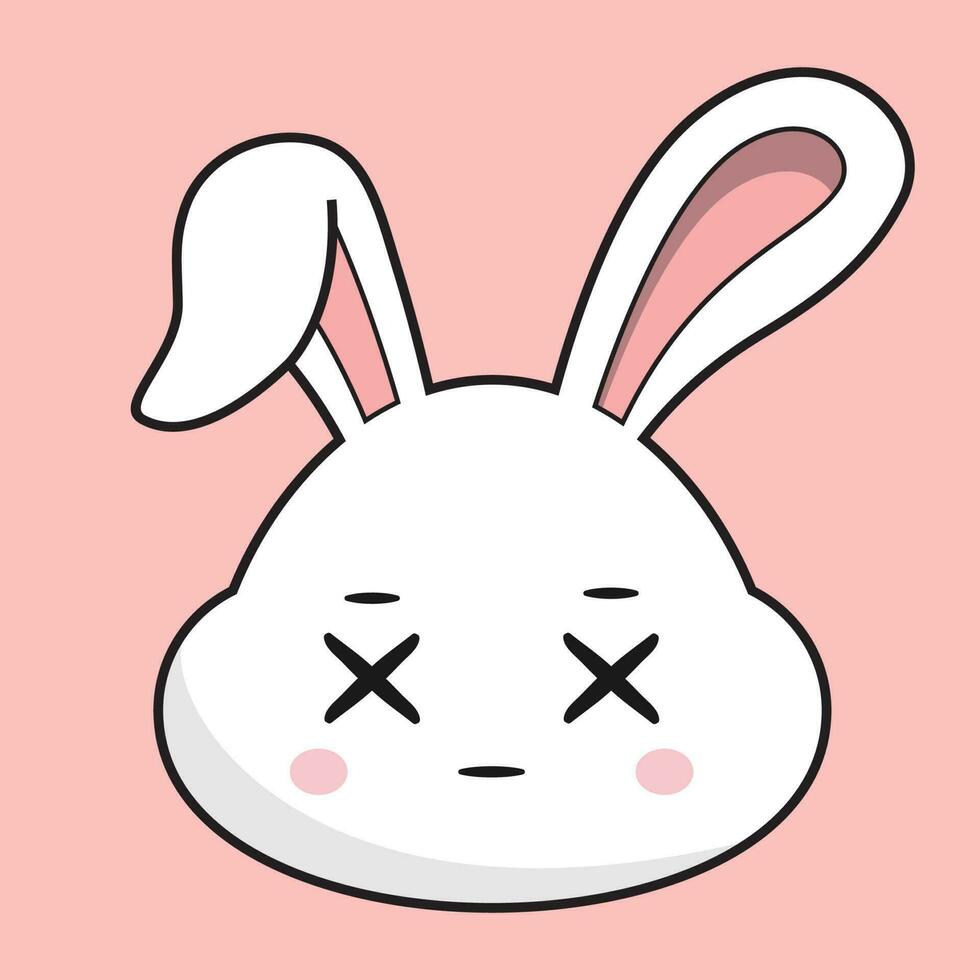 Rabbit Dizzy X Eye Face Bunny Head Kawaii Sticker vector