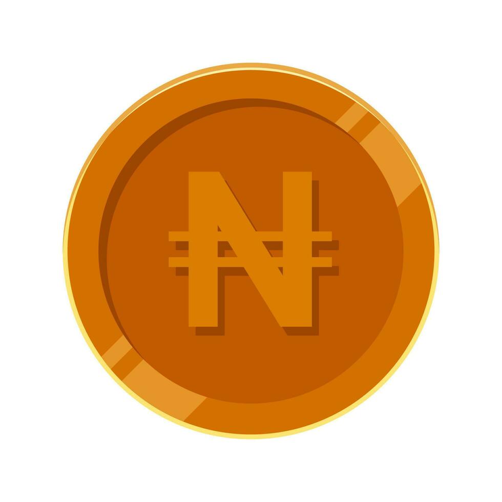 Naira Bronze Coin NGN Nigerian Naira Money Vector