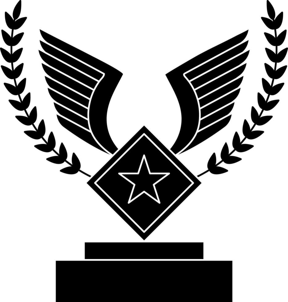 Laurel wreath decorated wings trophy award. vector