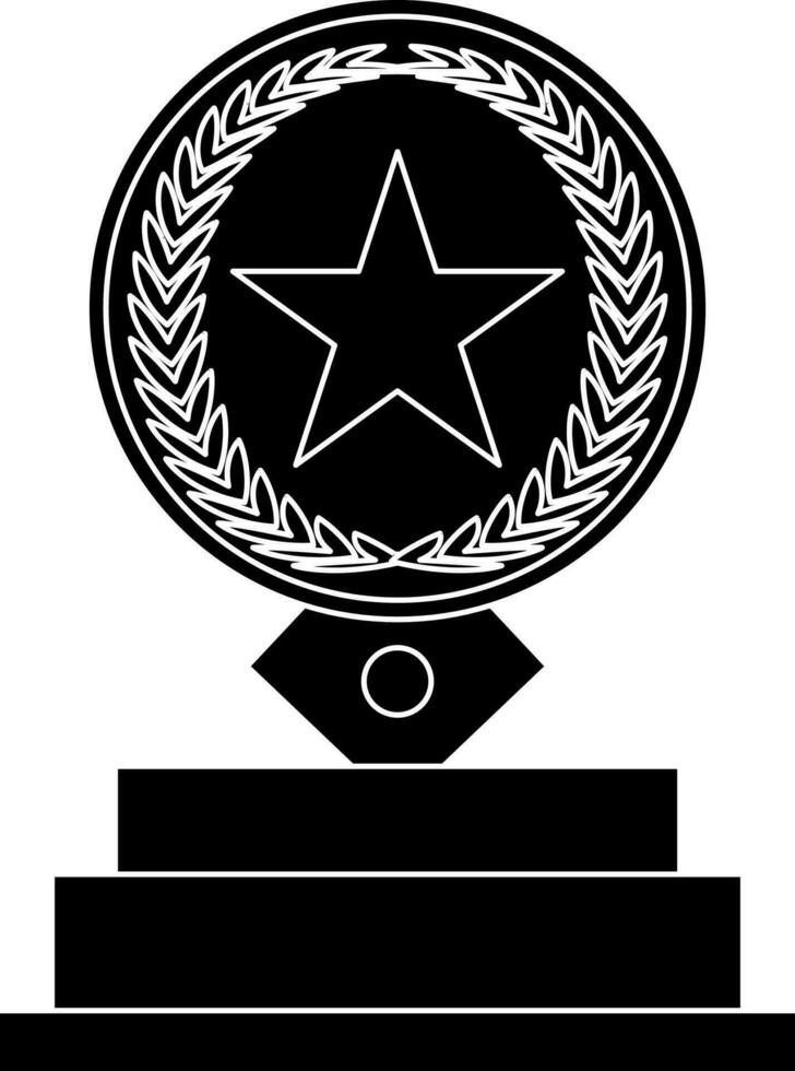 Star decorated laurel wreath in circular shape trophy award. vector