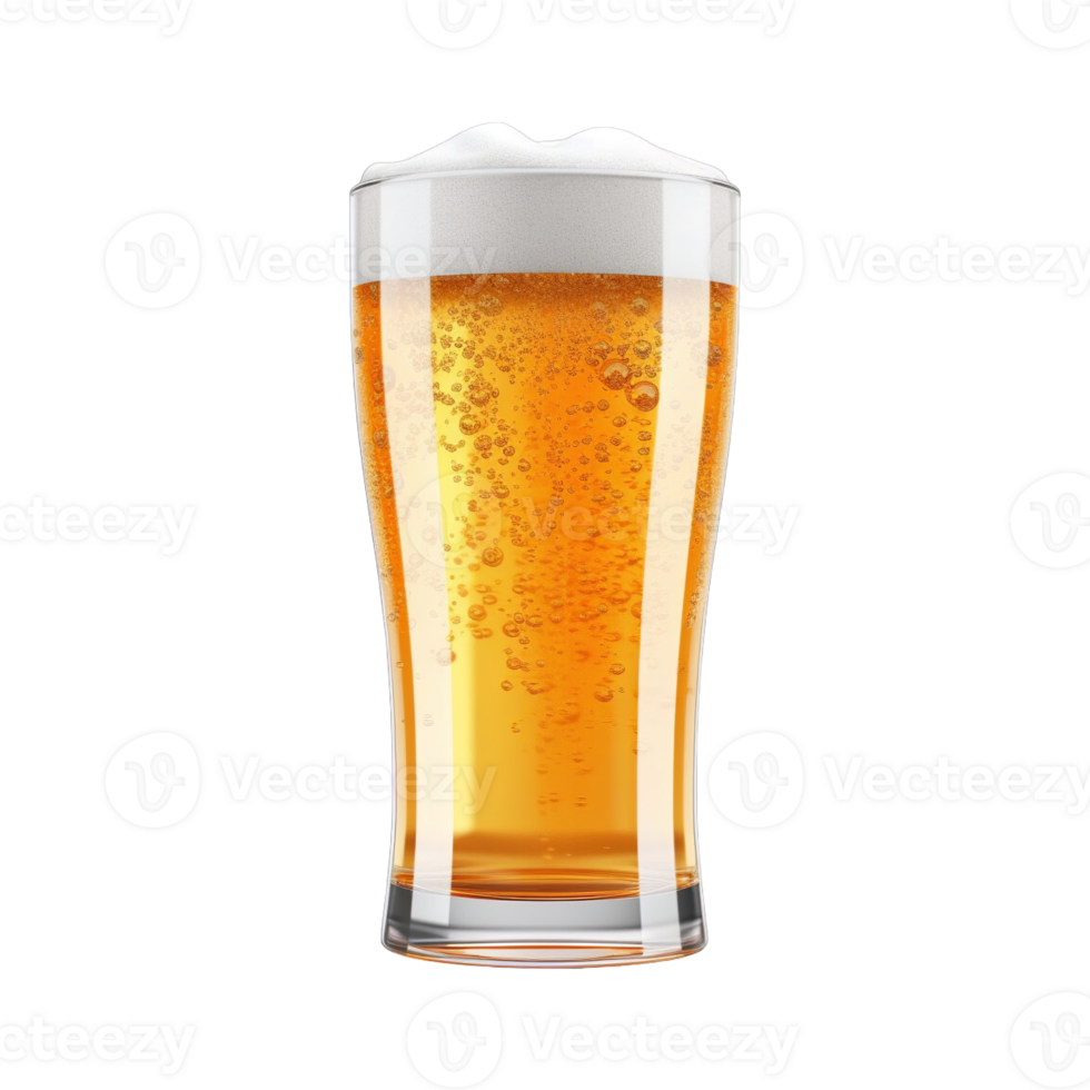 a glass of cold beer isolated on transparent background. clipping path. png