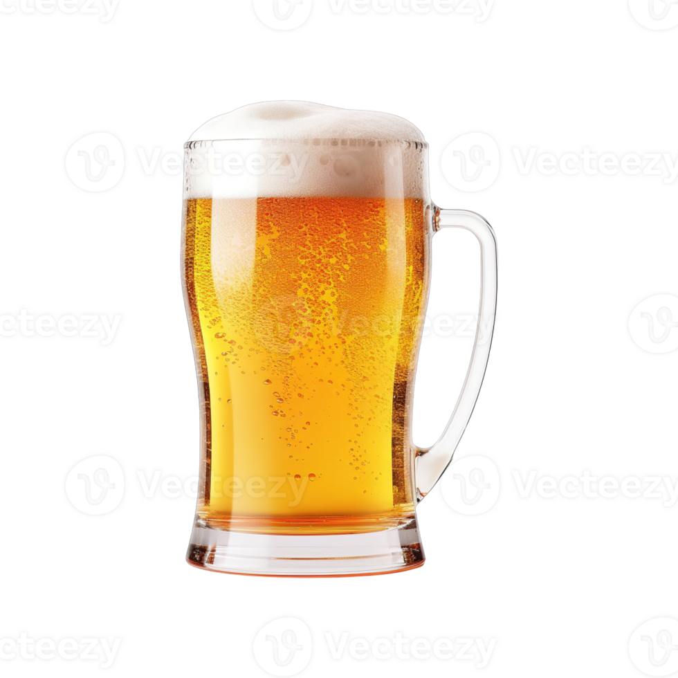 a glass of cold beer isolated on transparent background. clipping path. png