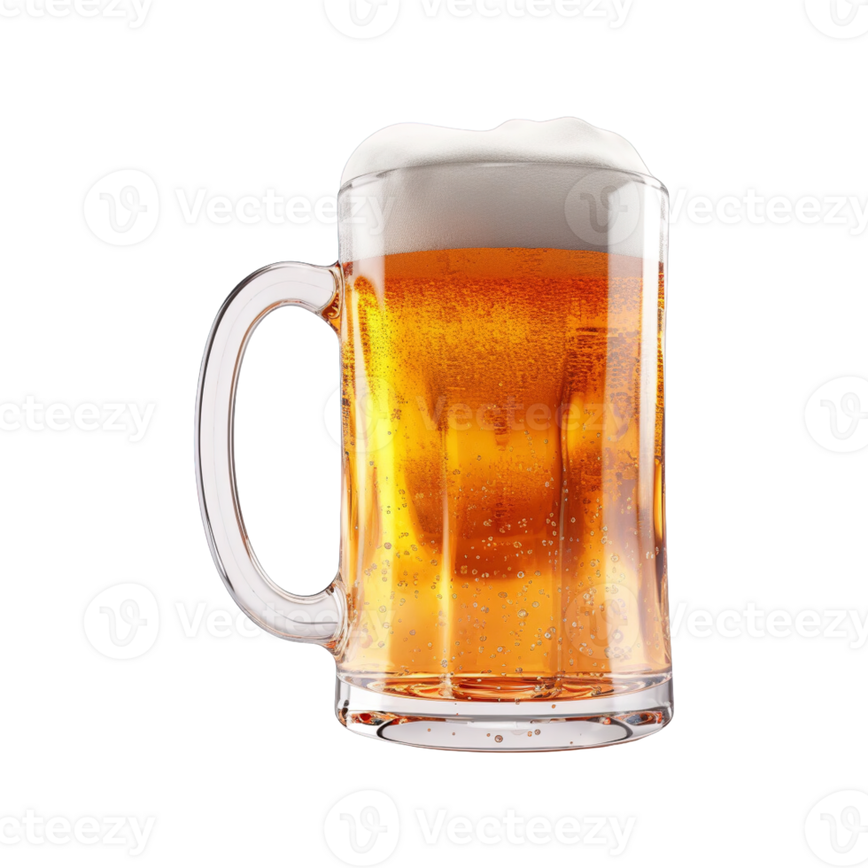 a glass of cold beer isolated on transparent background. clipping path. png