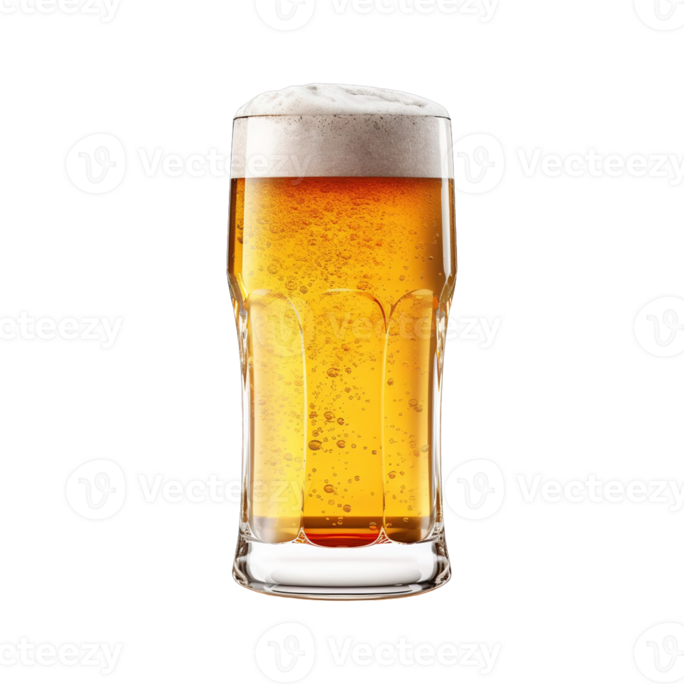 a glass of cold beer isolated on transparent background. clipping path. png