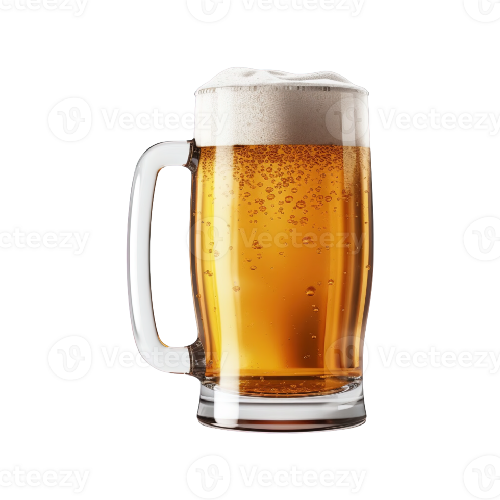 a glass of cold beer isolated on transparent background. clipping path. png
