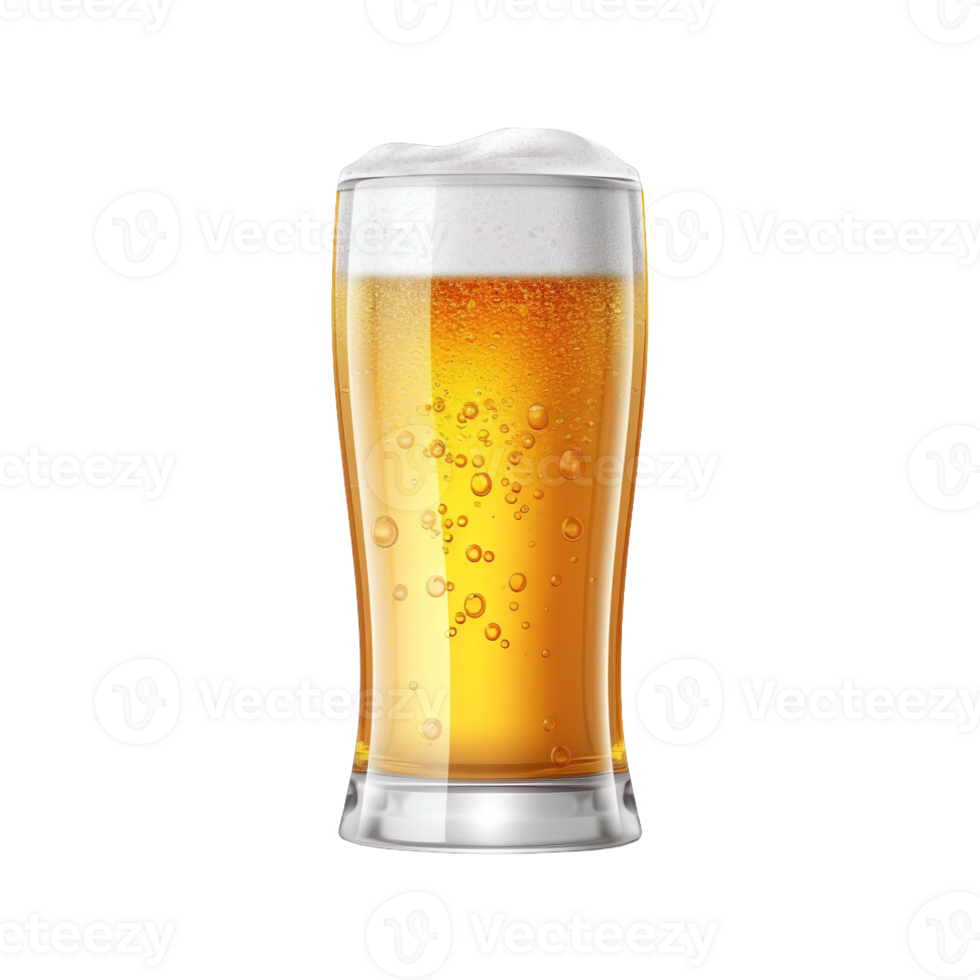 a glass of cold beer isolated on transparent background. clipping path. png