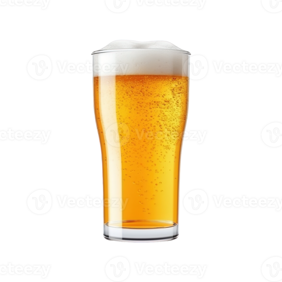 a glass of cold beer isolated on transparent background. clipping path. png