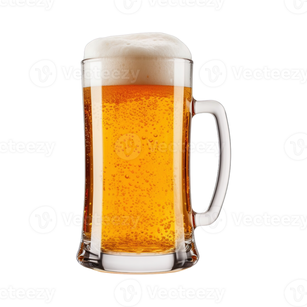 a glass of cold beer isolated on transparent background. clipping path. png