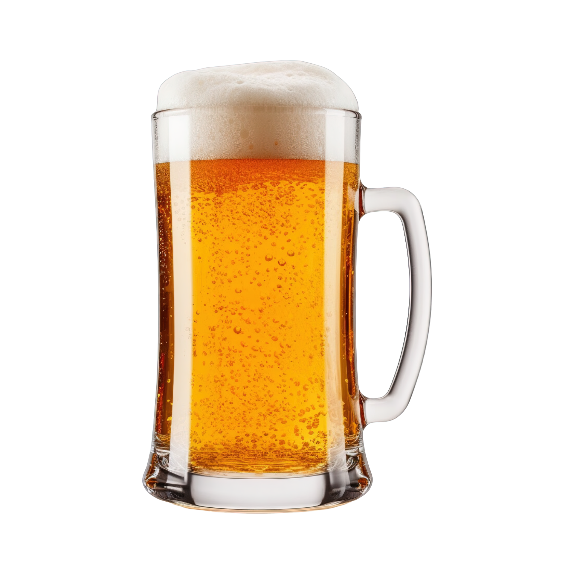 a glass of cold beer isolated on transparent background. clipping path
