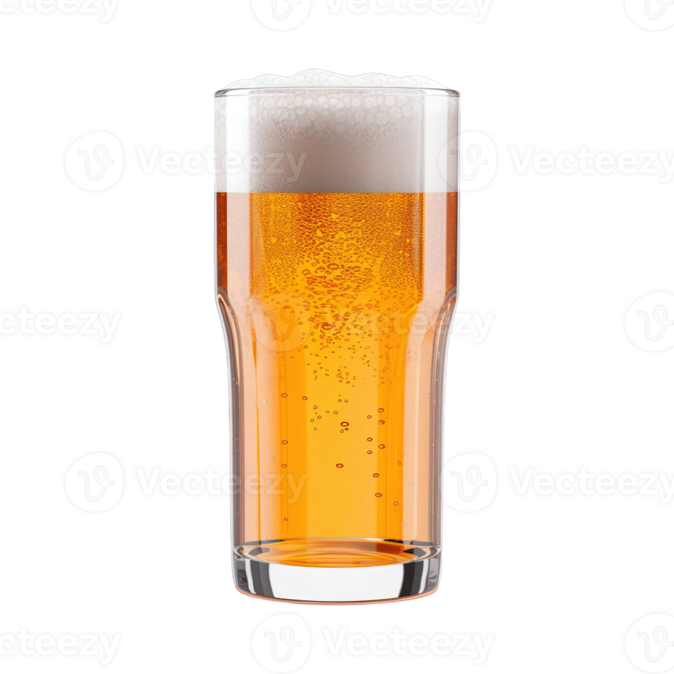 a glass of cold beer isolated on transparent background. clipping path. png