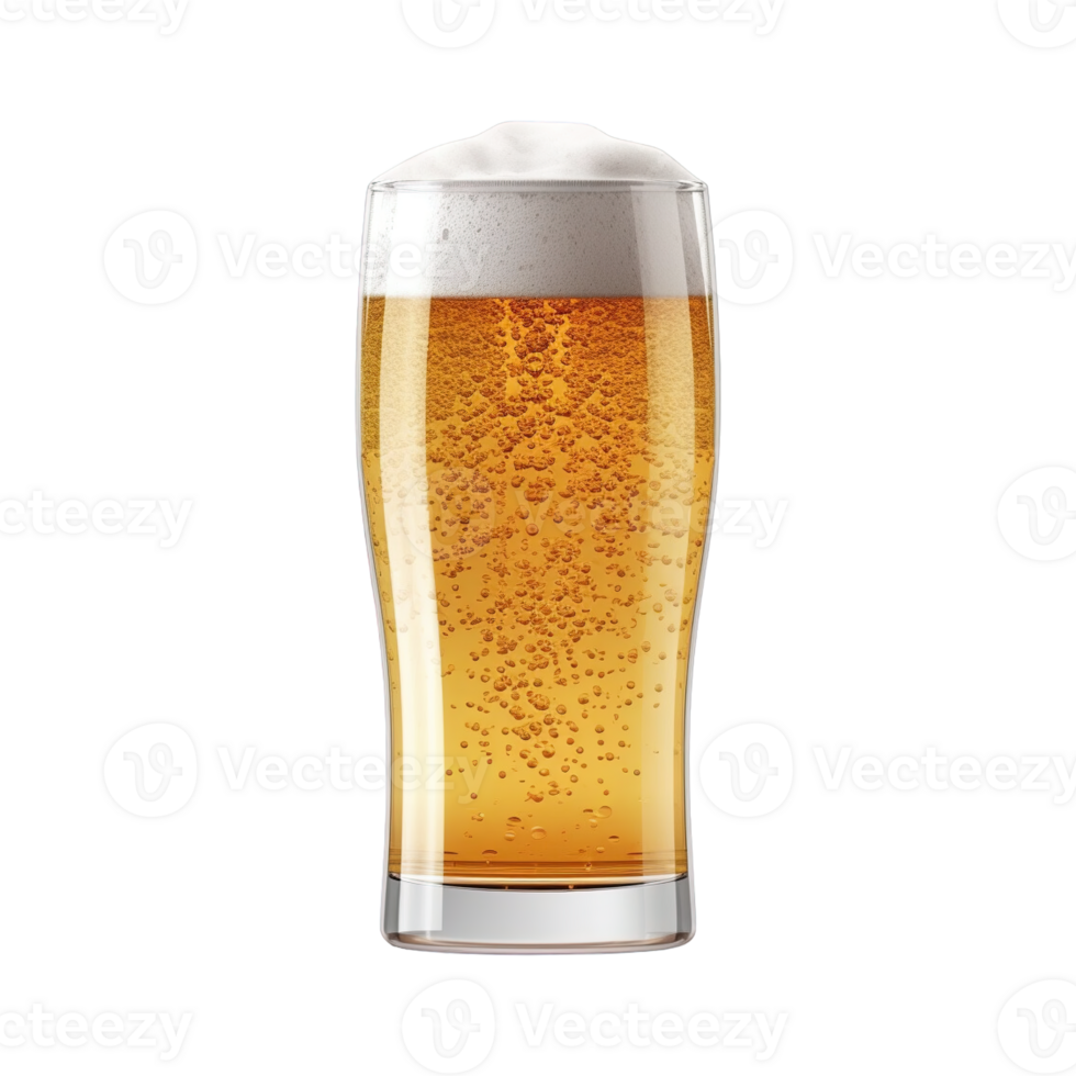 a glass of cold beer isolated on transparent background. clipping path. png