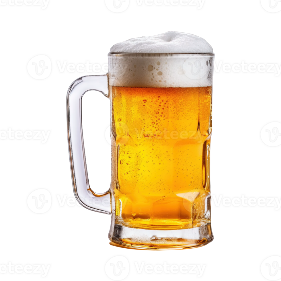 a glass of cold beer isolated on transparent background. clipping path. png