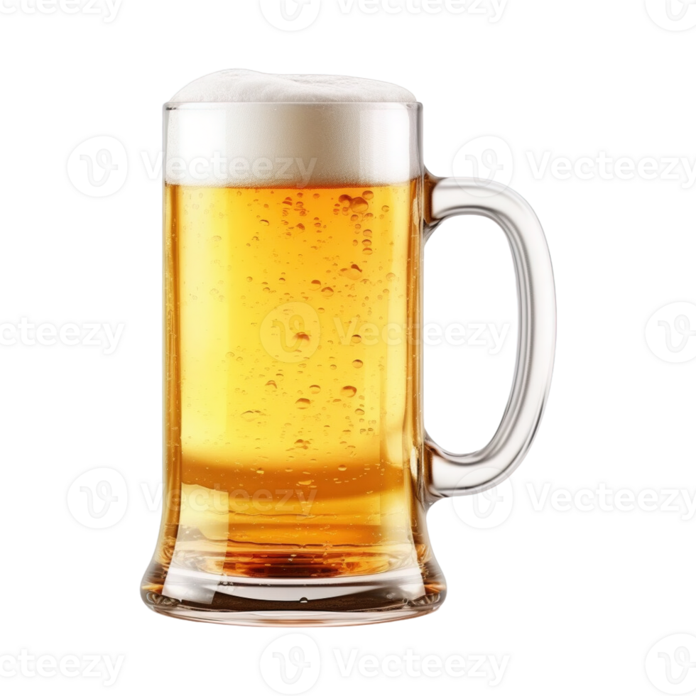 a glass of cold beer isolated on transparent background. clipping path. png