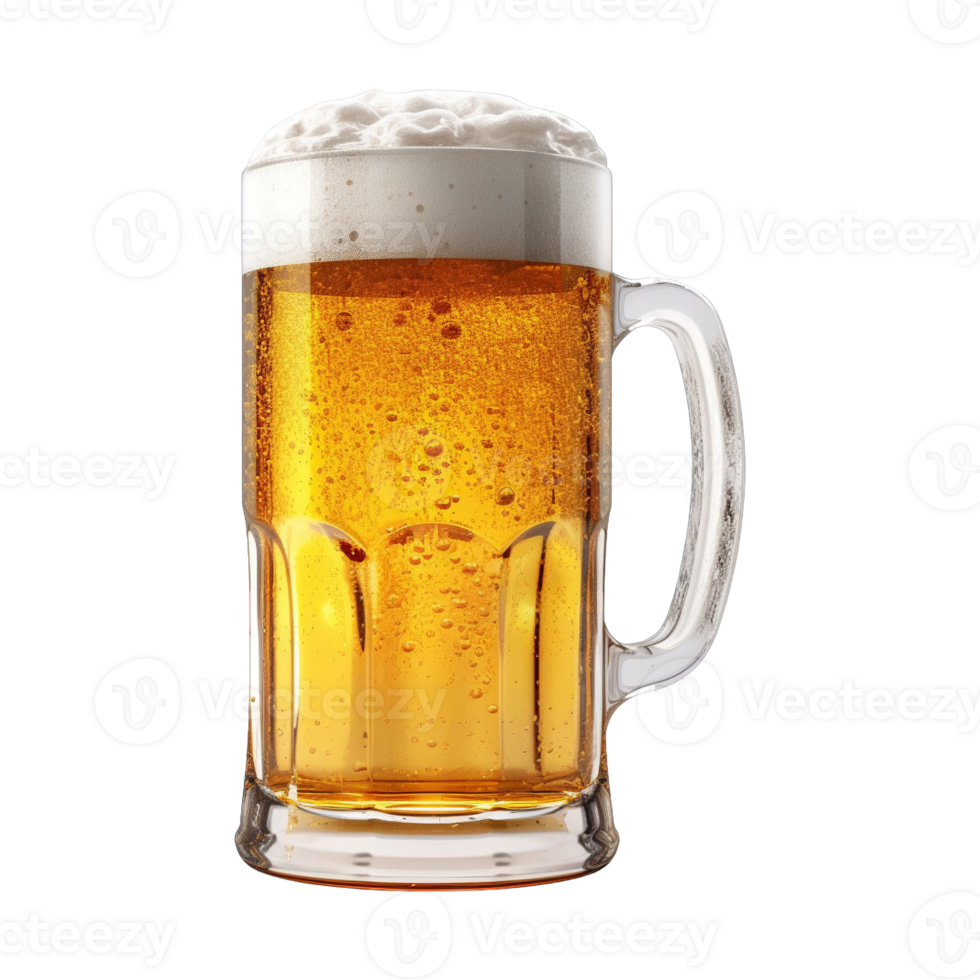 uma vidro do frio Cerveja isolado em transparente fundo. recorte caminho. ai gerado png