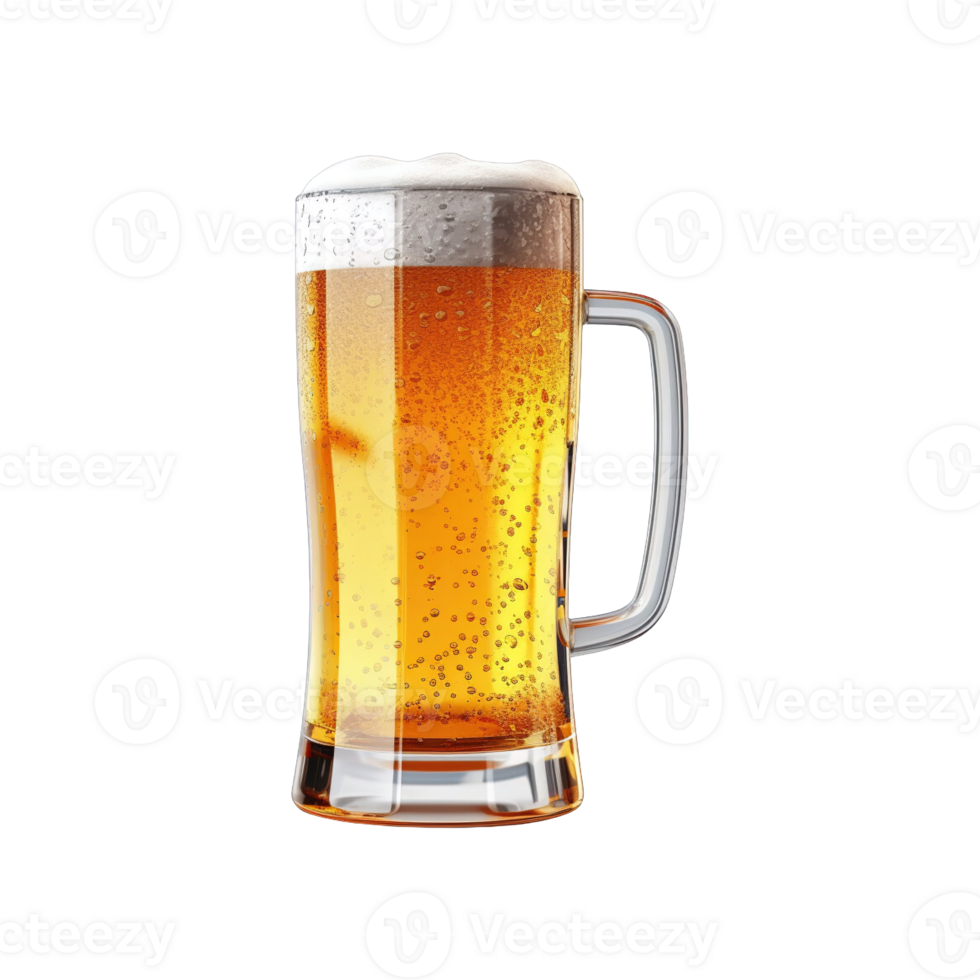 a glass of cold beer isolated on transparent background. clipping path. png