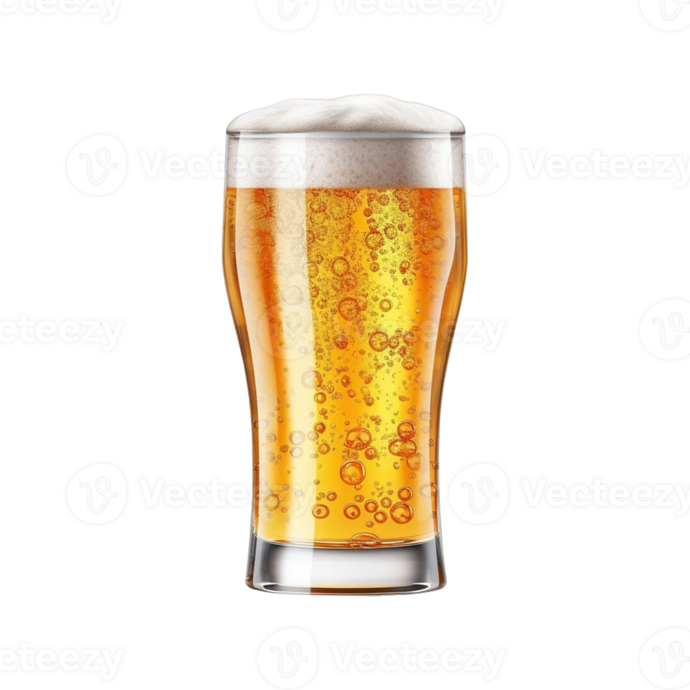 a glass of cold beer isolated on transparent background. clipping path. png