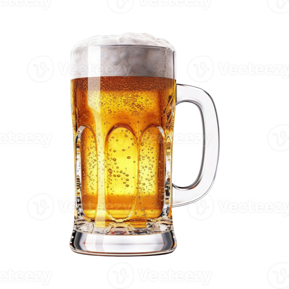 a glass of cold beer isolated on transparent background. clipping path. png