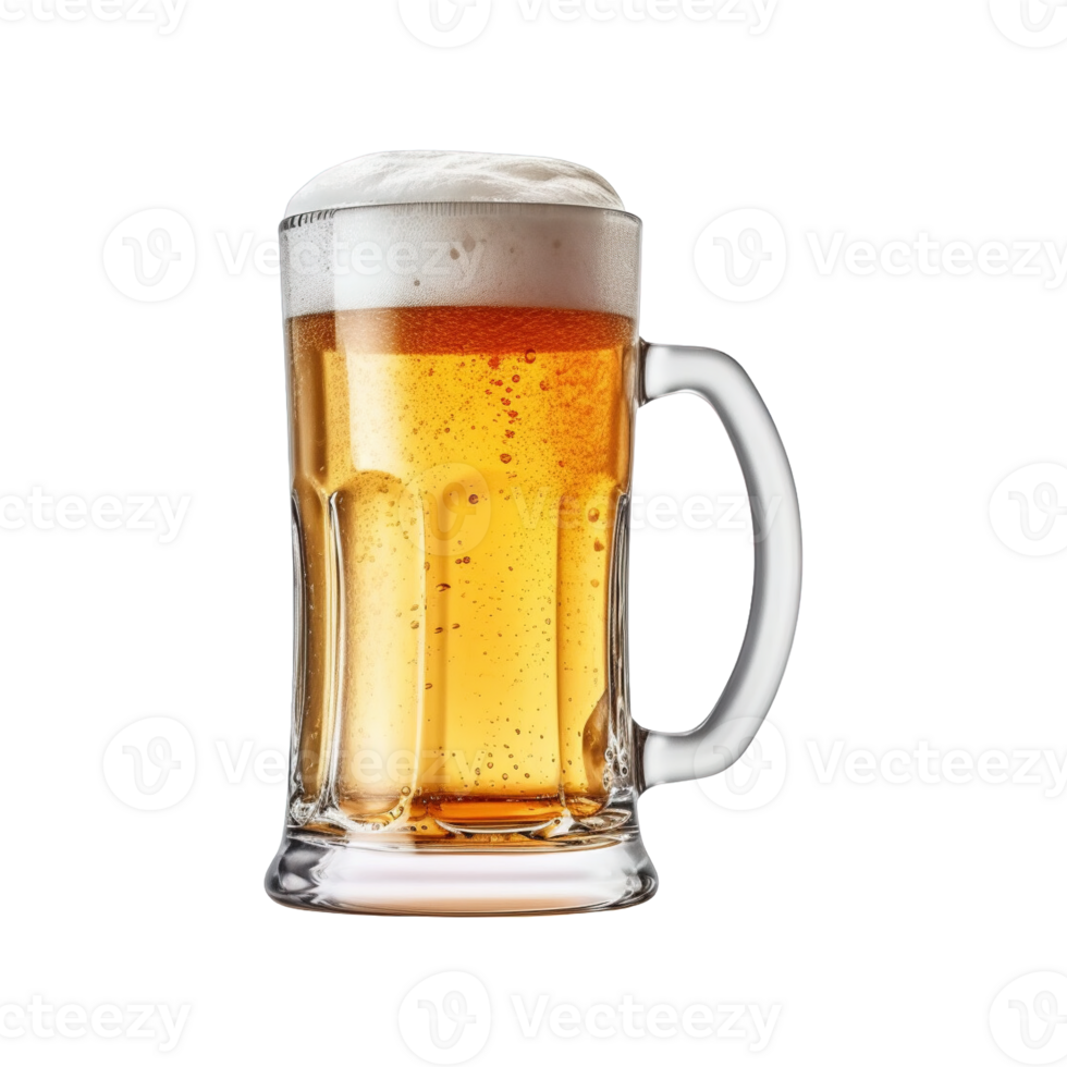 a glass of cold beer isolated on transparent background. clipping path. png