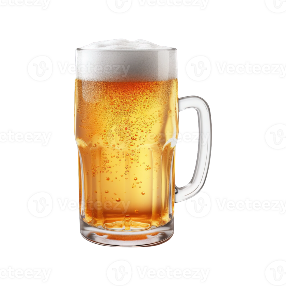 a glass of cold beer isolated on transparent background. clipping path. png