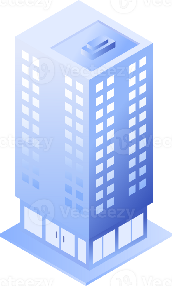 blue building isometric object png