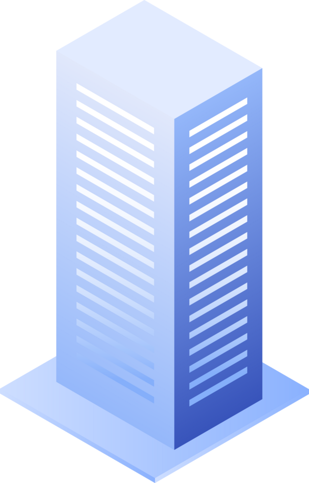 blue building isometric object png