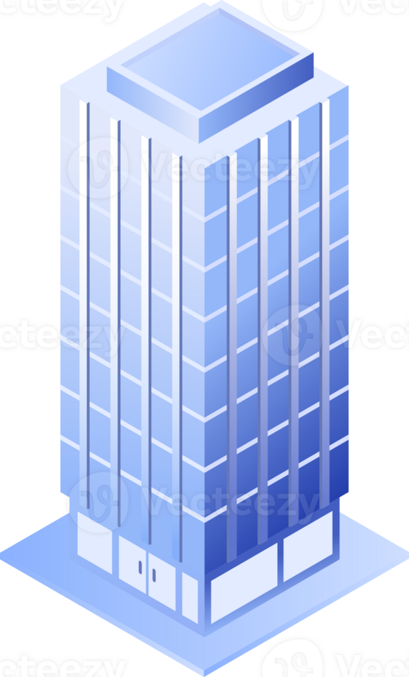 blue building isometric object png