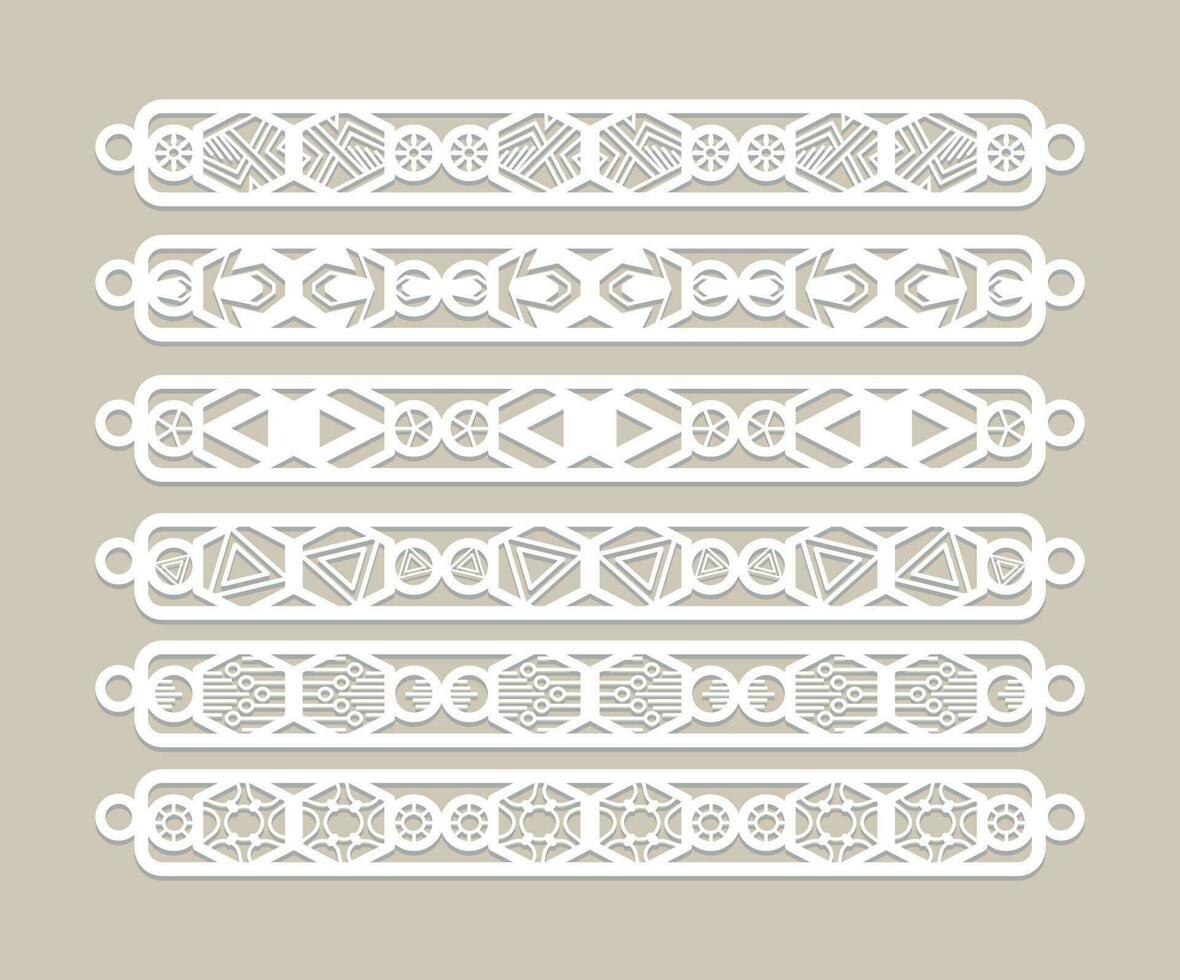 et of Laser Cut Leather Bracelet design, tattoo style of the 90s black and white tattoos Bracelet design vector